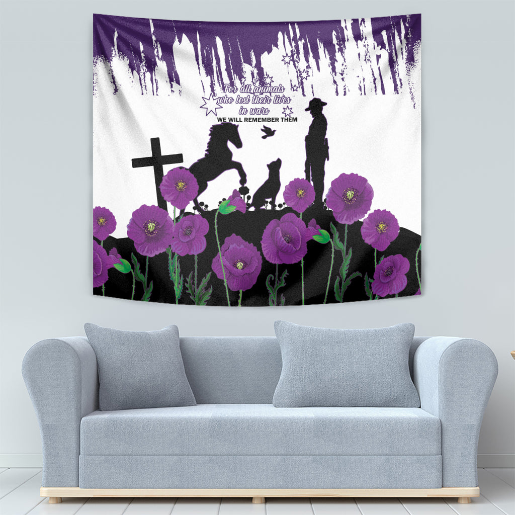 Australia Animal Heroes ANZAC Tapestry Purple Poppy We Will Remember Them