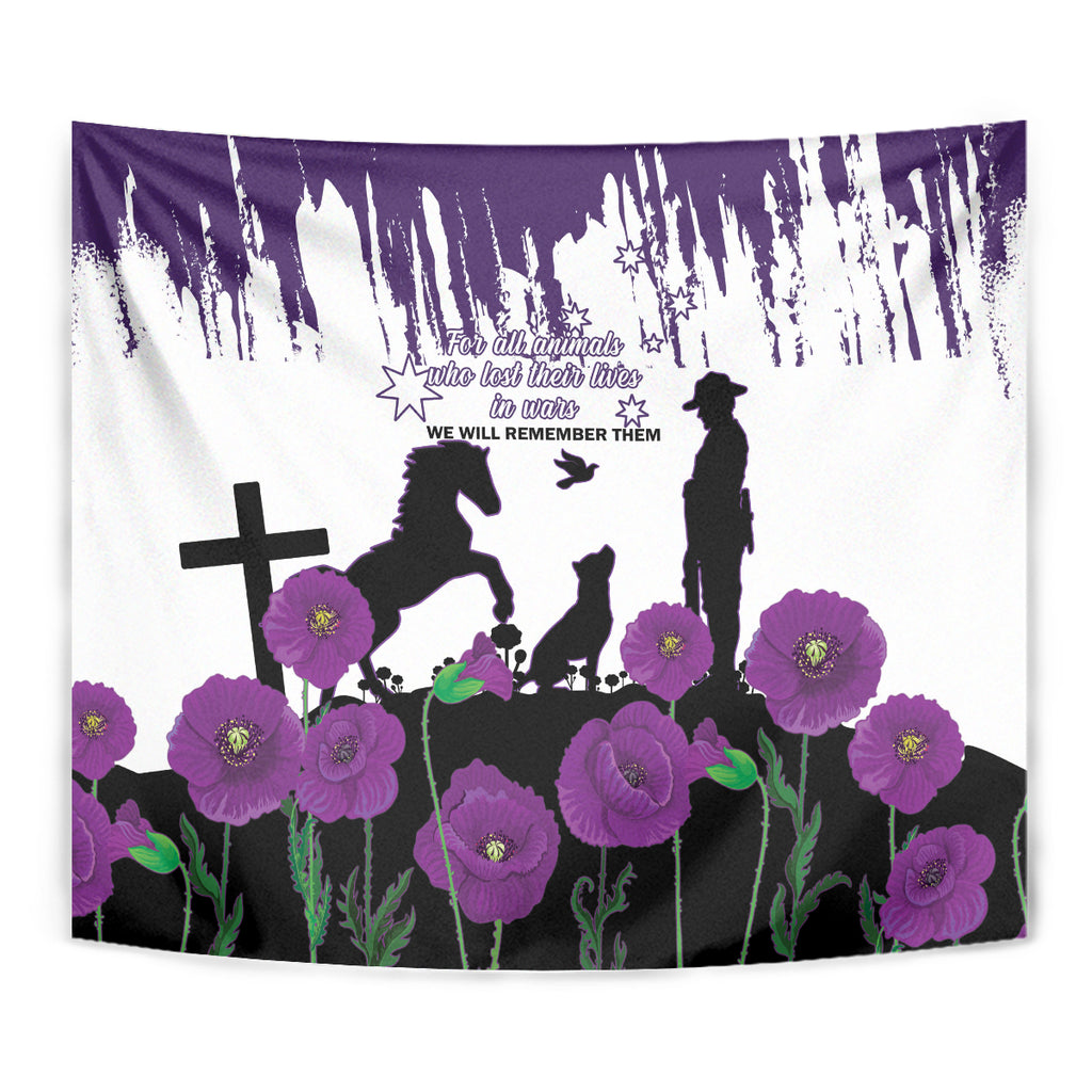 Australia Animal Heroes ANZAC Tapestry Purple Poppy We Will Remember Them