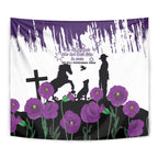 Australia Animal Heroes ANZAC Tapestry Purple Poppy We Will Remember Them