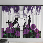 Australia Animal Heroes ANZAC Window Curtain Purple Poppy We Will Remember Them