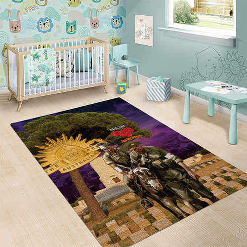 Australia ANZAC Day Area Rug Lonesome Pine Australian Army With Donkey