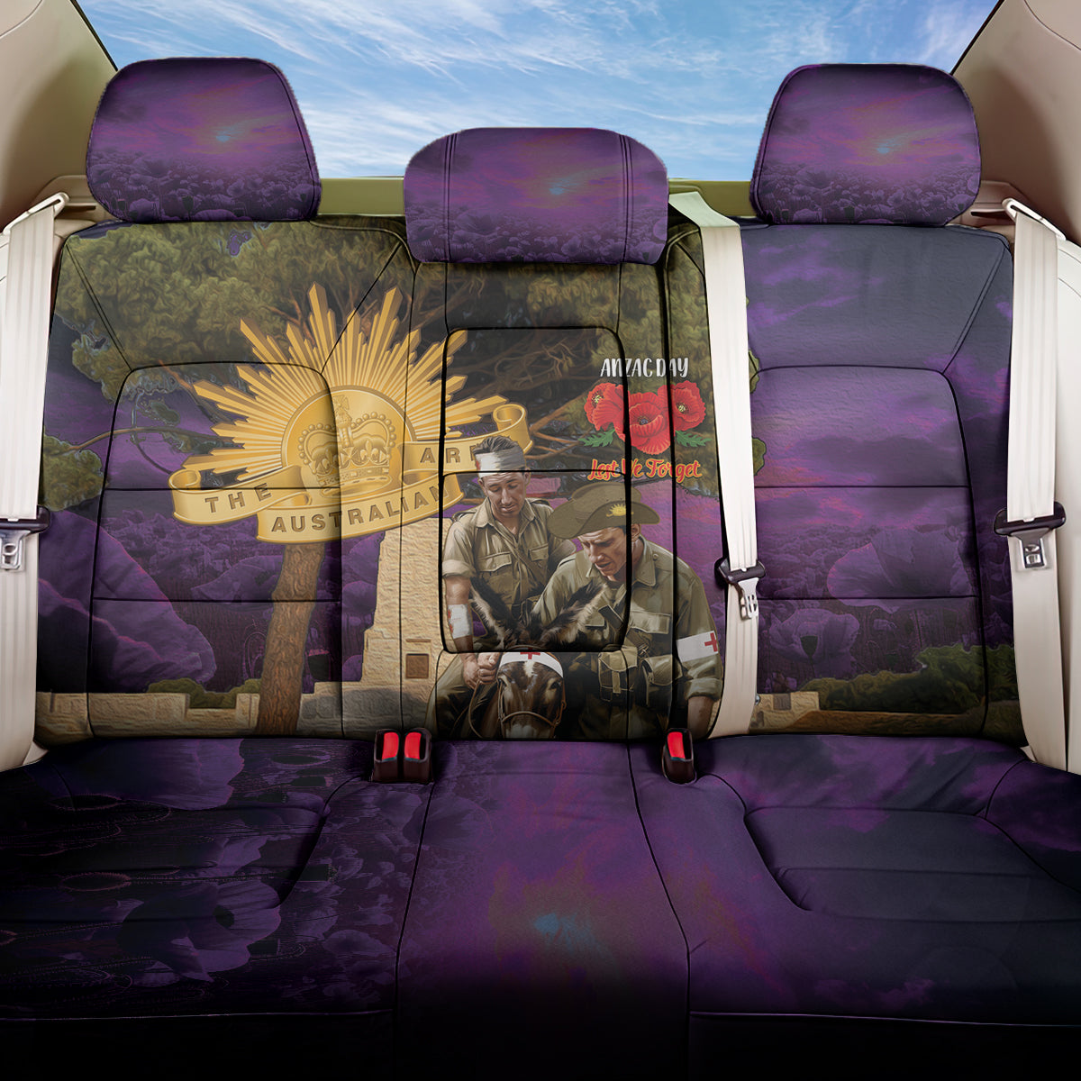 Australia ANZAC Day Back Car Seat Cover Lonesome Pine Australian Army With Donkey