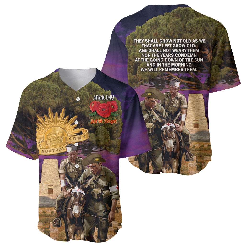 Australia ANZAC Day Baseball Jersey Lonesome Pine Australian Army With Donkey