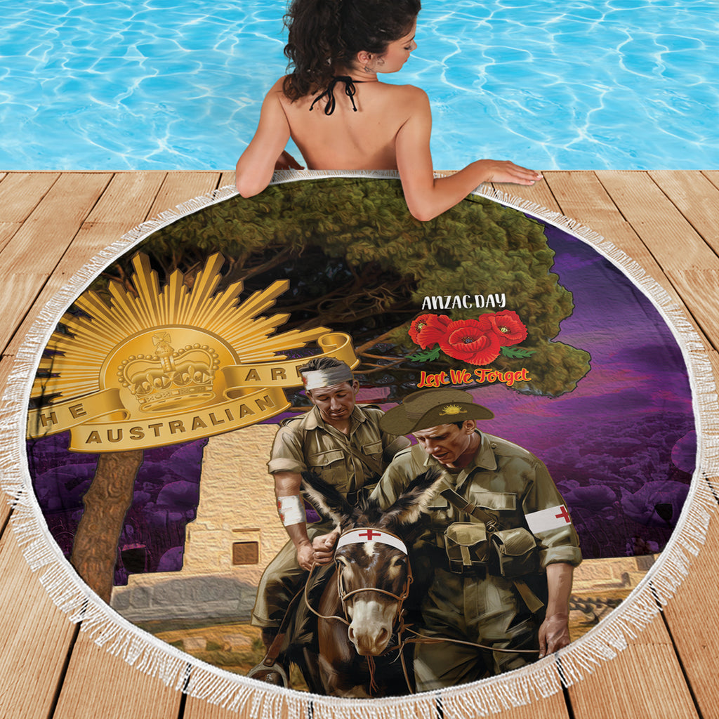 Australia ANZAC Day Beach Blanket Lonesome Pine Australian Army With Donkey