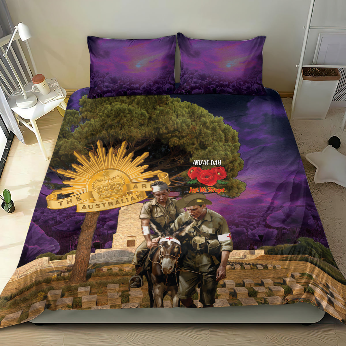 Australia ANZAC Day Bedding Set Lonesome Pine Australian Army With Donkey