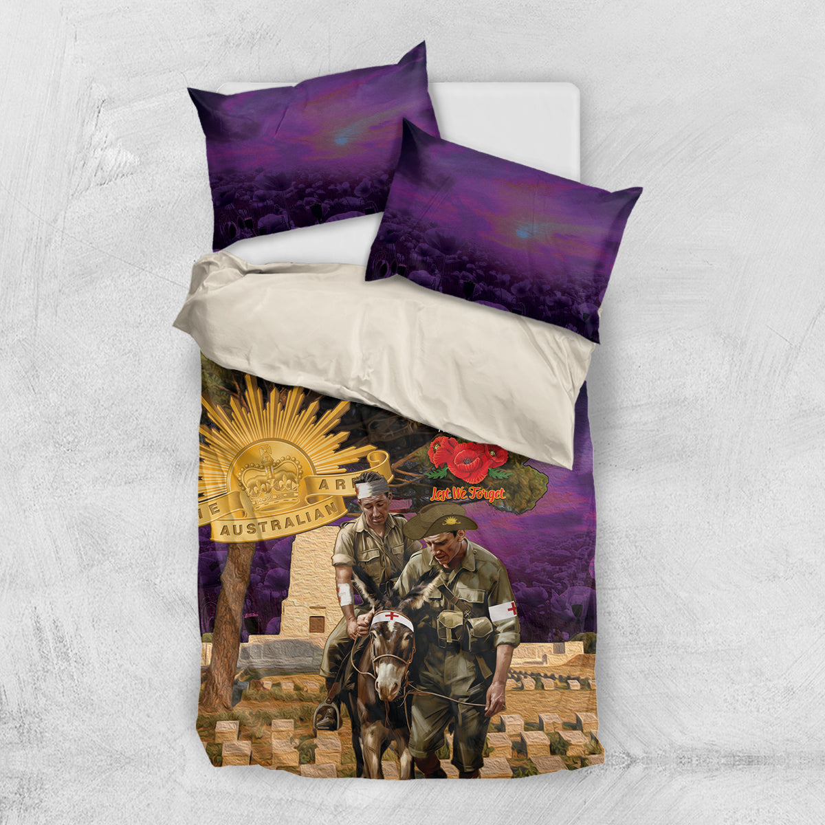 Australia ANZAC Day Bedding Set Lonesome Pine Australian Army With Donkey