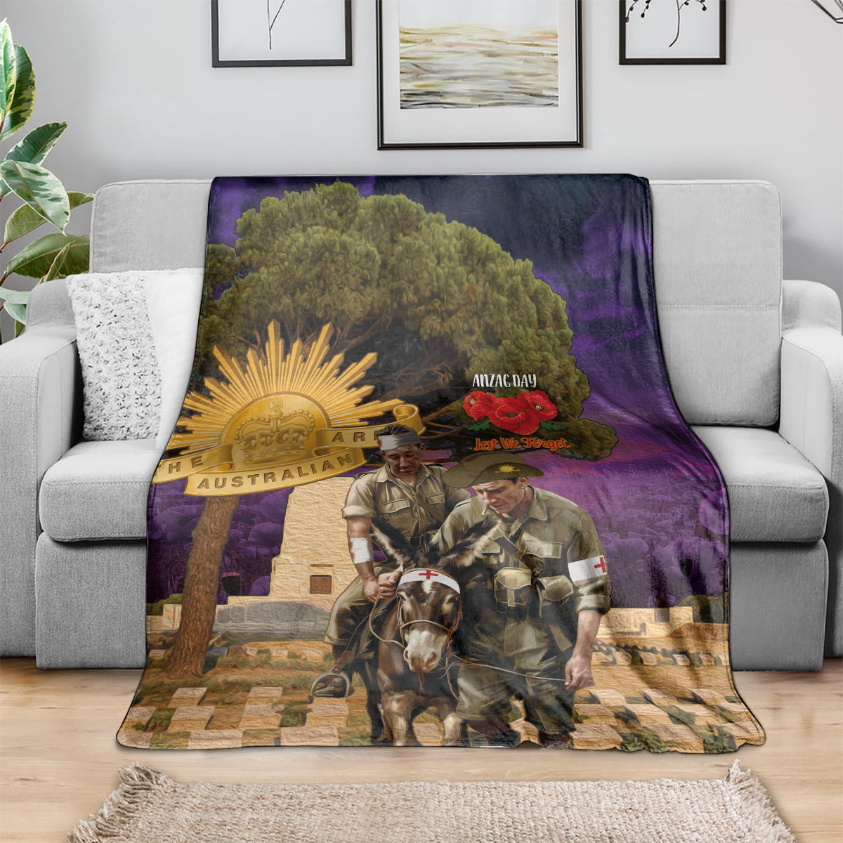 Australia ANZAC Day Blanket Lonesome Pine Australian Army With Donkey