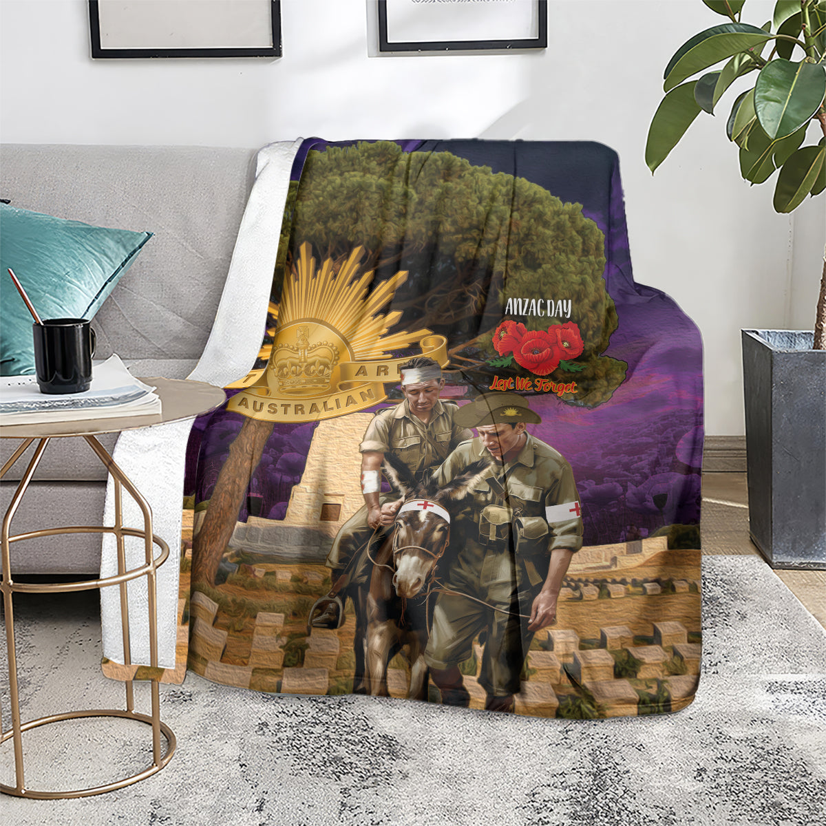 Australia ANZAC Day Blanket Lonesome Pine Australian Army With Donkey