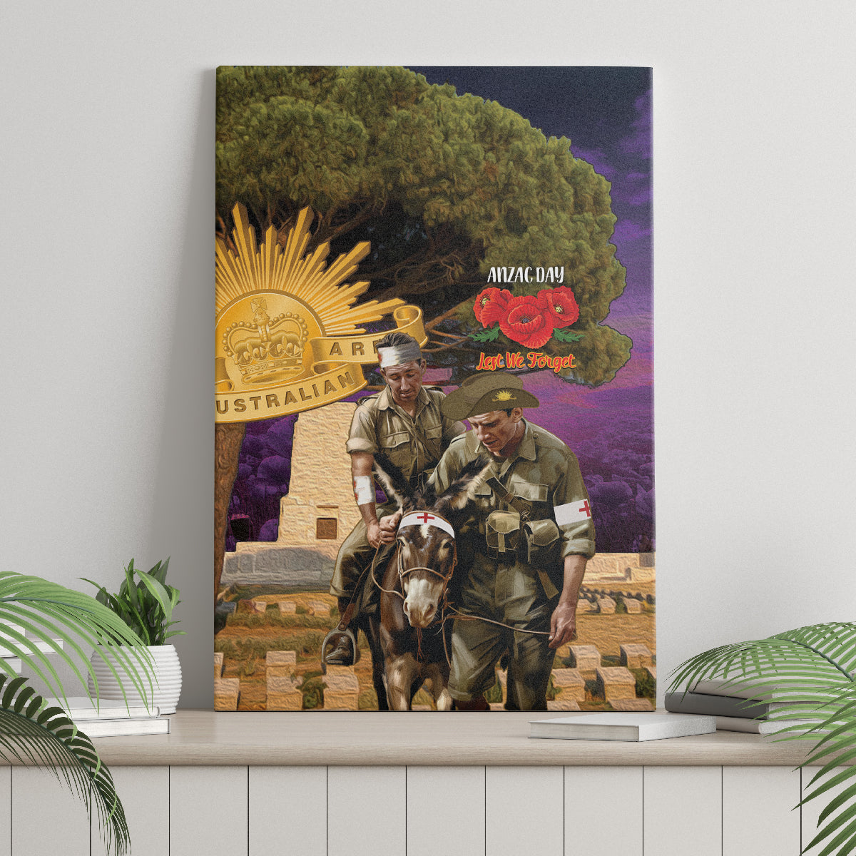 Australia ANZAC Day Canvas Wall Art Lonesome Pine Australian Army With Donkey