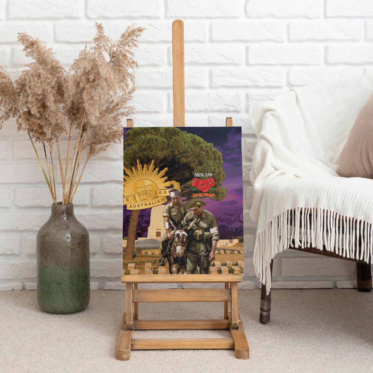 Australia ANZAC Day Canvas Wall Art Lonesome Pine Australian Army With Donkey
