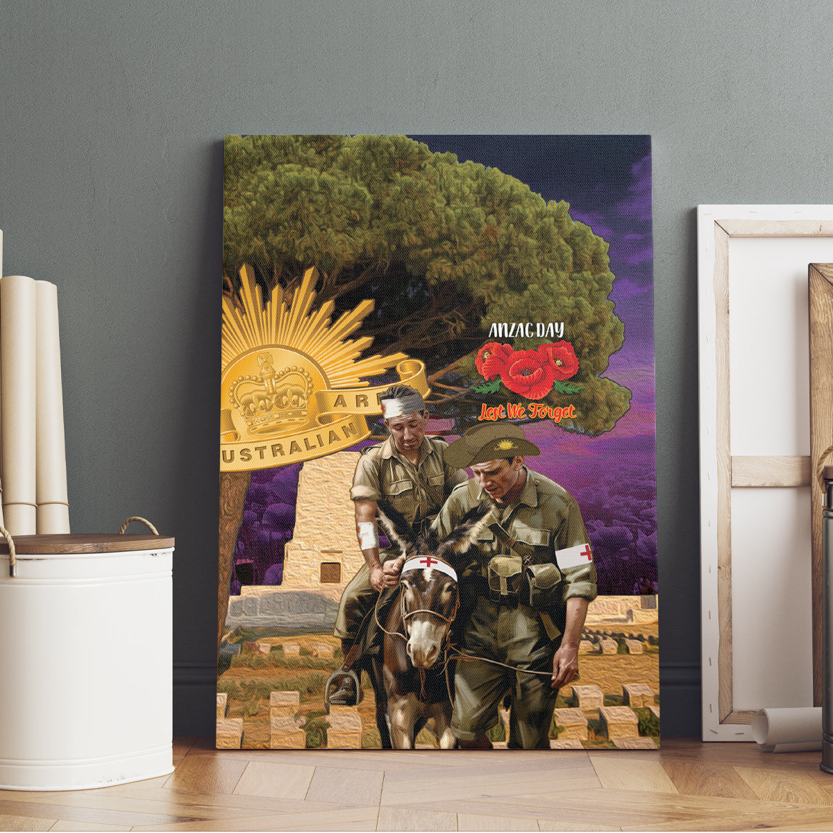 Australia ANZAC Day Canvas Wall Art Lonesome Pine Australian Army With Donkey