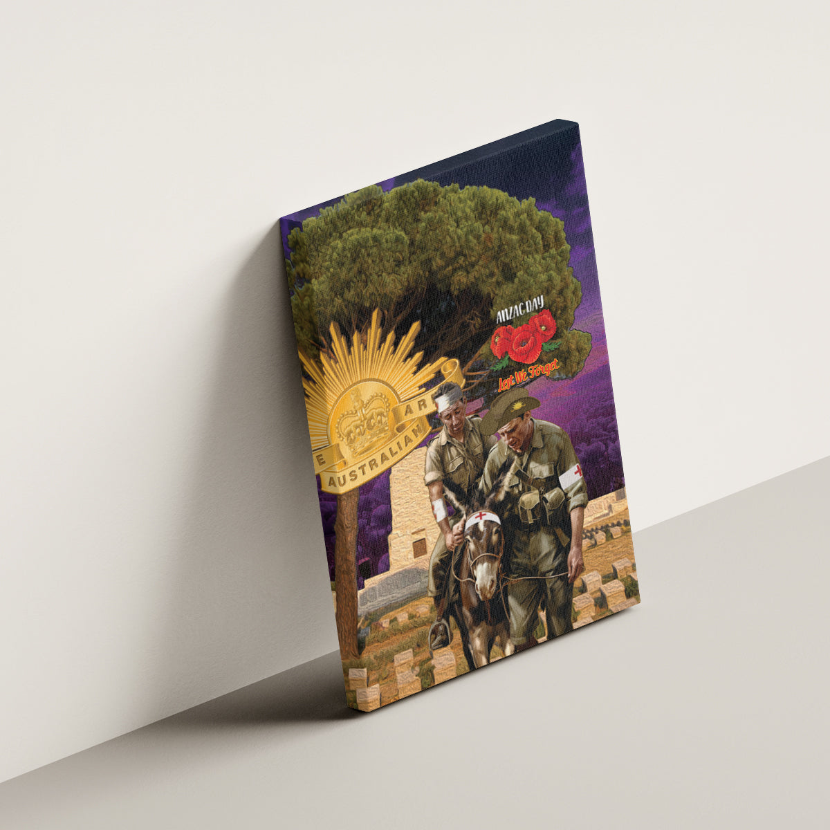 Australia ANZAC Day Canvas Wall Art Lonesome Pine Australian Army With Donkey