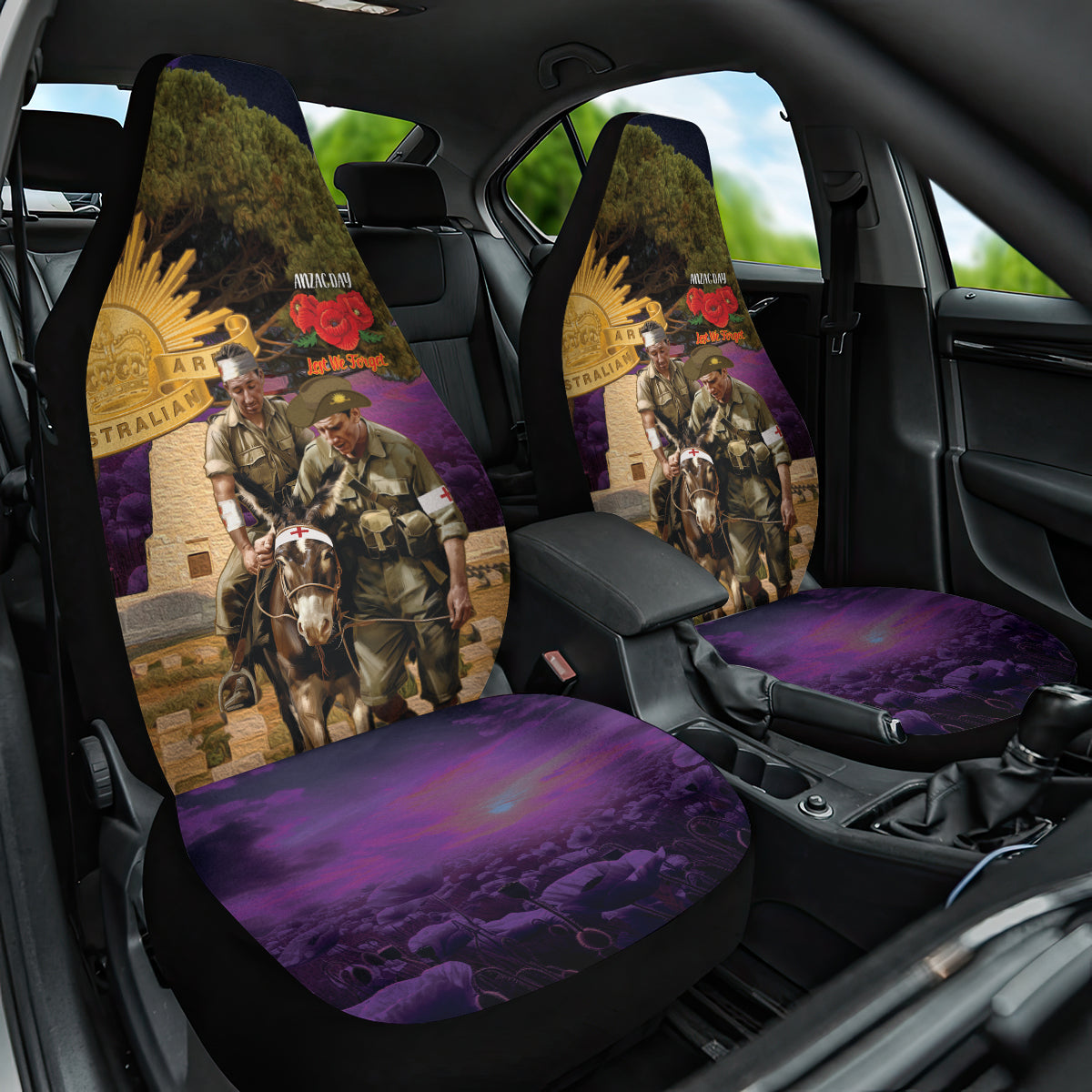 Australia ANZAC Day Car Seat Cover Lonesome Pine Australian Army With Donkey