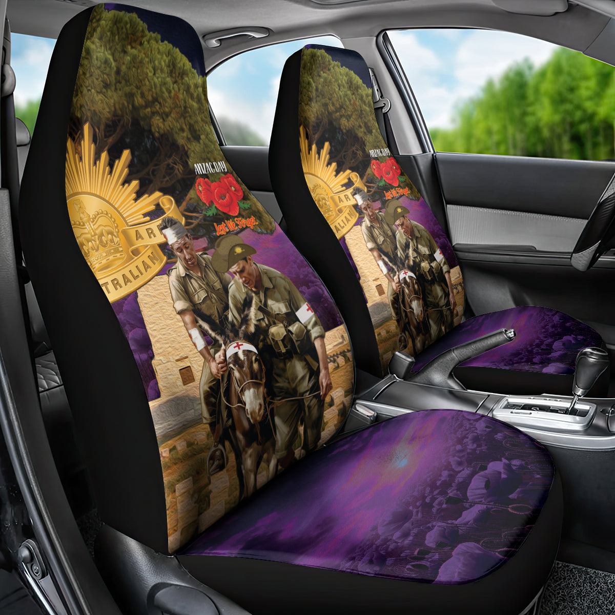 Australia ANZAC Day Car Seat Cover Lonesome Pine Australian Army With Donkey