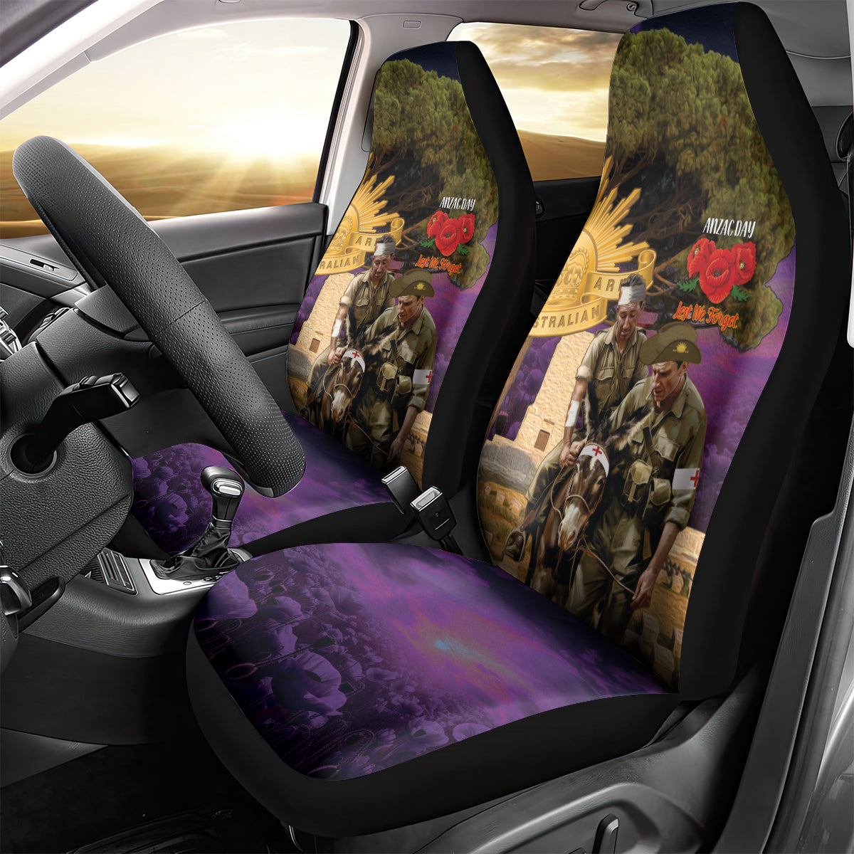 Australia ANZAC Day Car Seat Cover Lonesome Pine Australian Army With Donkey