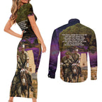 Australia ANZAC Day Couples Matching Short Sleeve Bodycon Dress and Long Sleeve Button Shirt Lonesome Pine Australian Army With Donkey