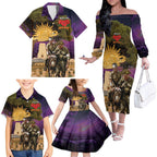 Australia ANZAC Day Family Matching Off The Shoulder Long Sleeve Dress and Hawaiian Shirt Lonesome Pine Australian Army With Donkey