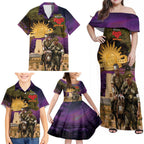 Australia ANZAC Day Family Matching Off Shoulder Maxi Dress and Hawaiian Shirt Lonesome Pine Australian Army With Donkey