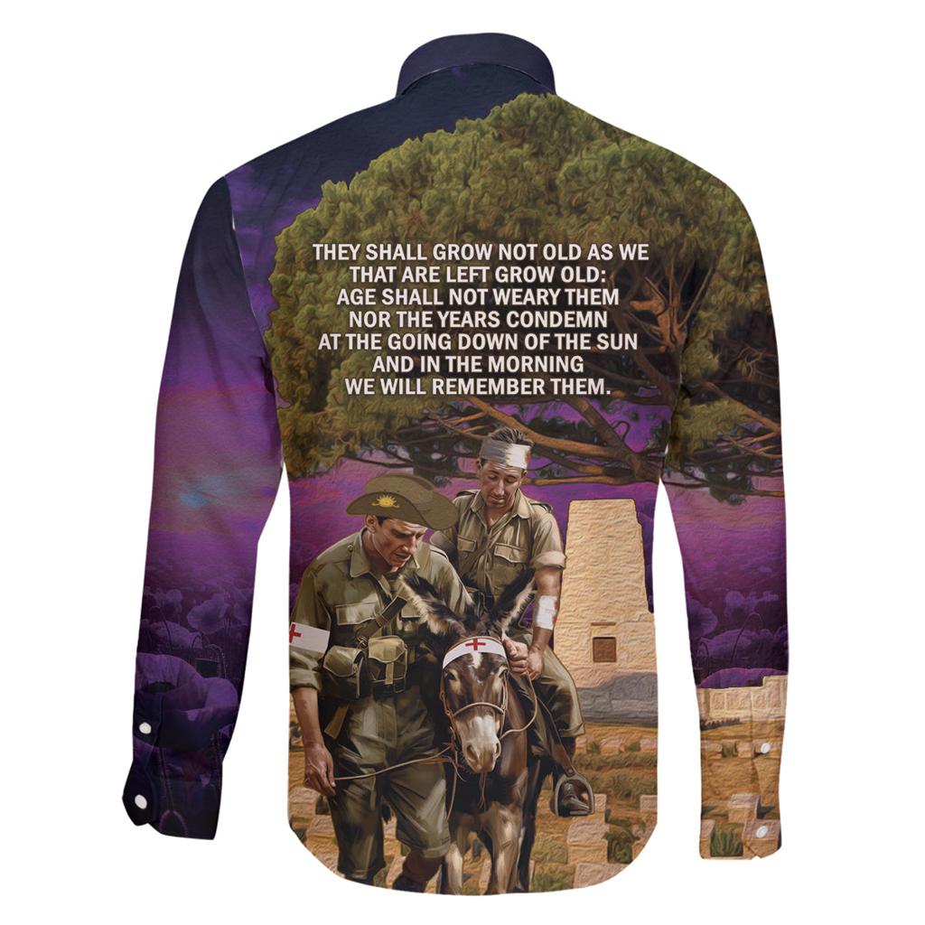 Australia ANZAC Day Family Matching Off Shoulder Maxi Dress and Hawaiian Shirt Lonesome Pine Australian Army With Donkey