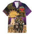 Australia ANZAC Day Family Matching Off Shoulder Short Dress and Hawaiian Shirt Lonesome Pine Australian Army With Donkey