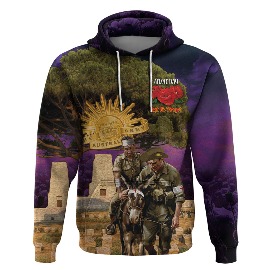 Australia ANZAC Day Hoodie Lonesome Pine Australian Army With Donkey