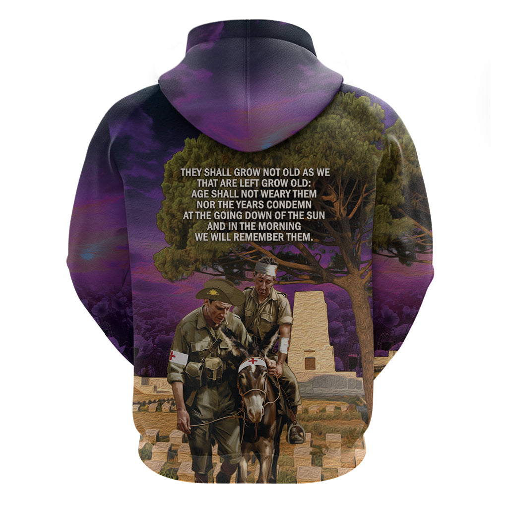Australia ANZAC Day Hoodie Lonesome Pine Australian Army With Donkey