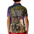 Australia ANZAC Day Kid Polo Shirt Lonesome Pine Australian Army With Donkey