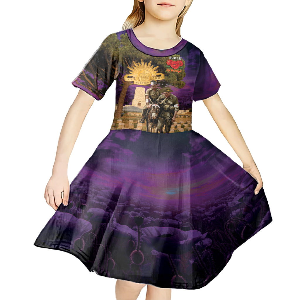 Australia ANZAC Day Kid Short Sleeve Dress Lonesome Pine Australian Army With Donkey