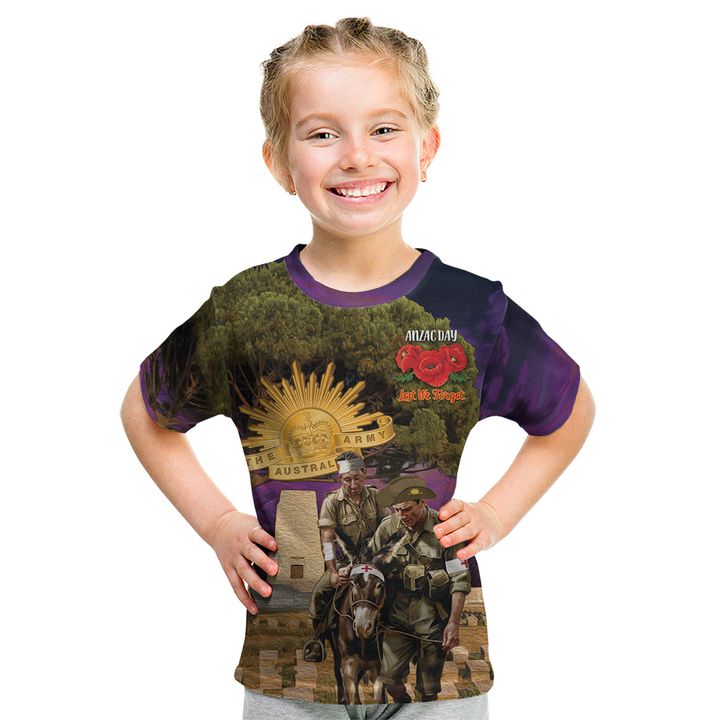 Australia ANZAC Day Kid T Shirt Lonesome Pine Australian Army With Donkey
