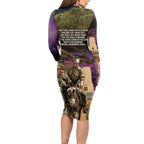 Australia ANZAC Day Long Sleeve Bodycon Dress Lonesome Pine Australian Army With Donkey