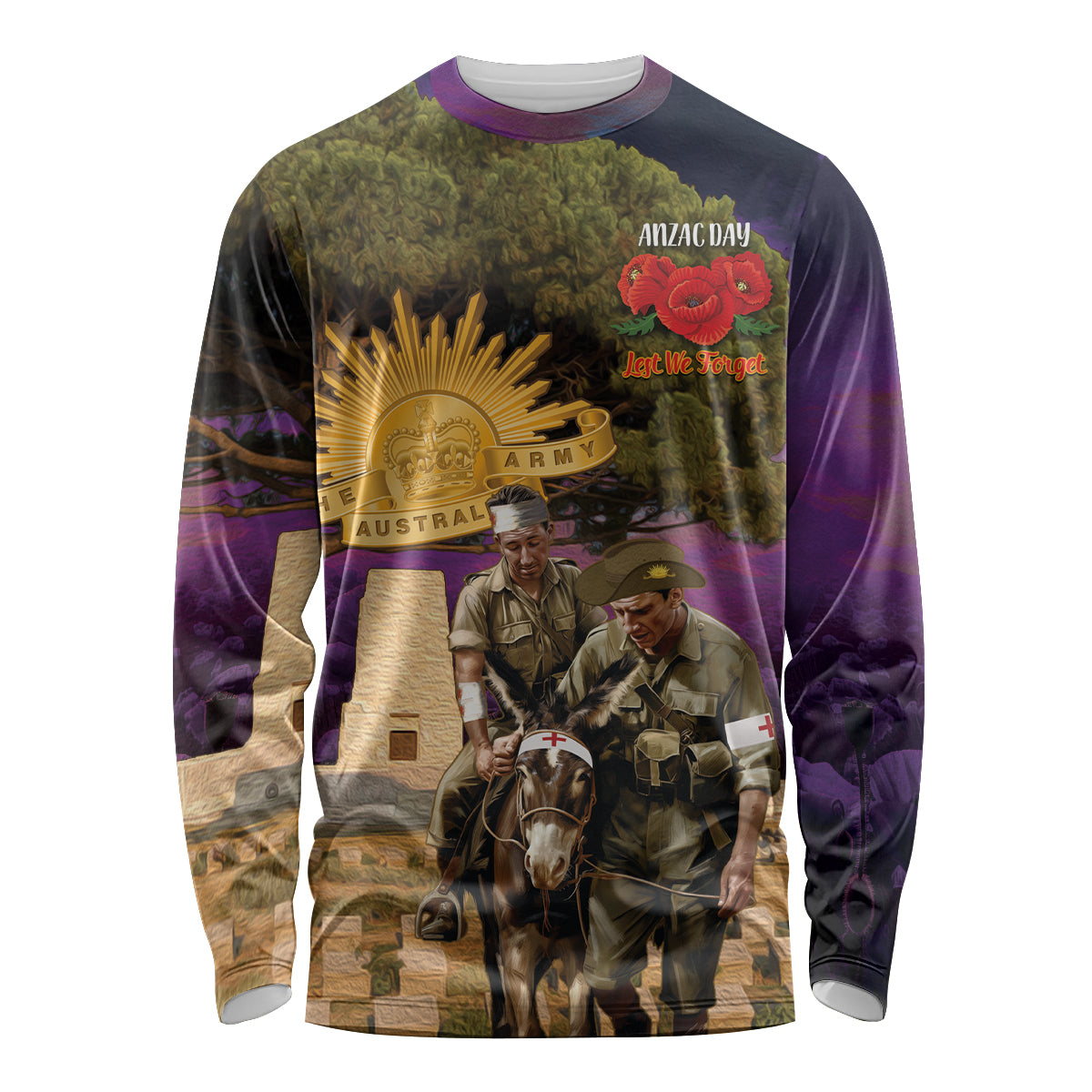 Australia ANZAC Day Long Sleeve Shirt Lonesome Pine Australian Army With Donkey