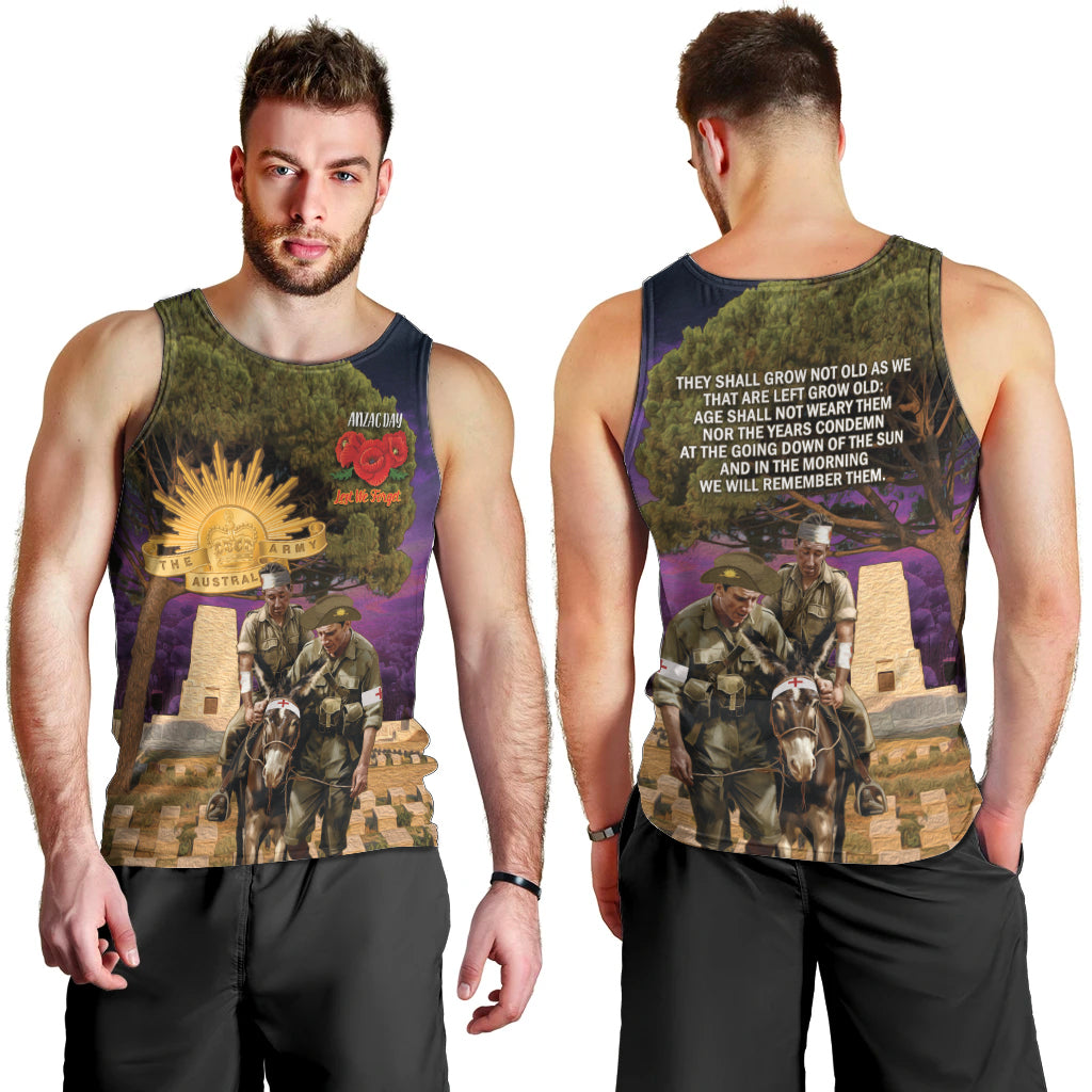 Australia ANZAC Day Men Tank Top Lonesome Pine Australian Army With Donkey