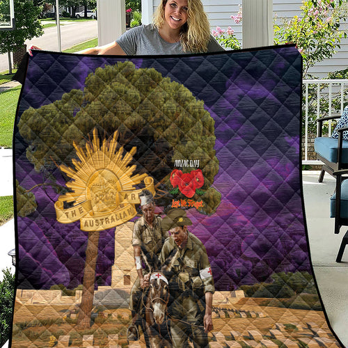 Australia ANZAC Day Quilt Lonesome Pine Australian Army With Donkey