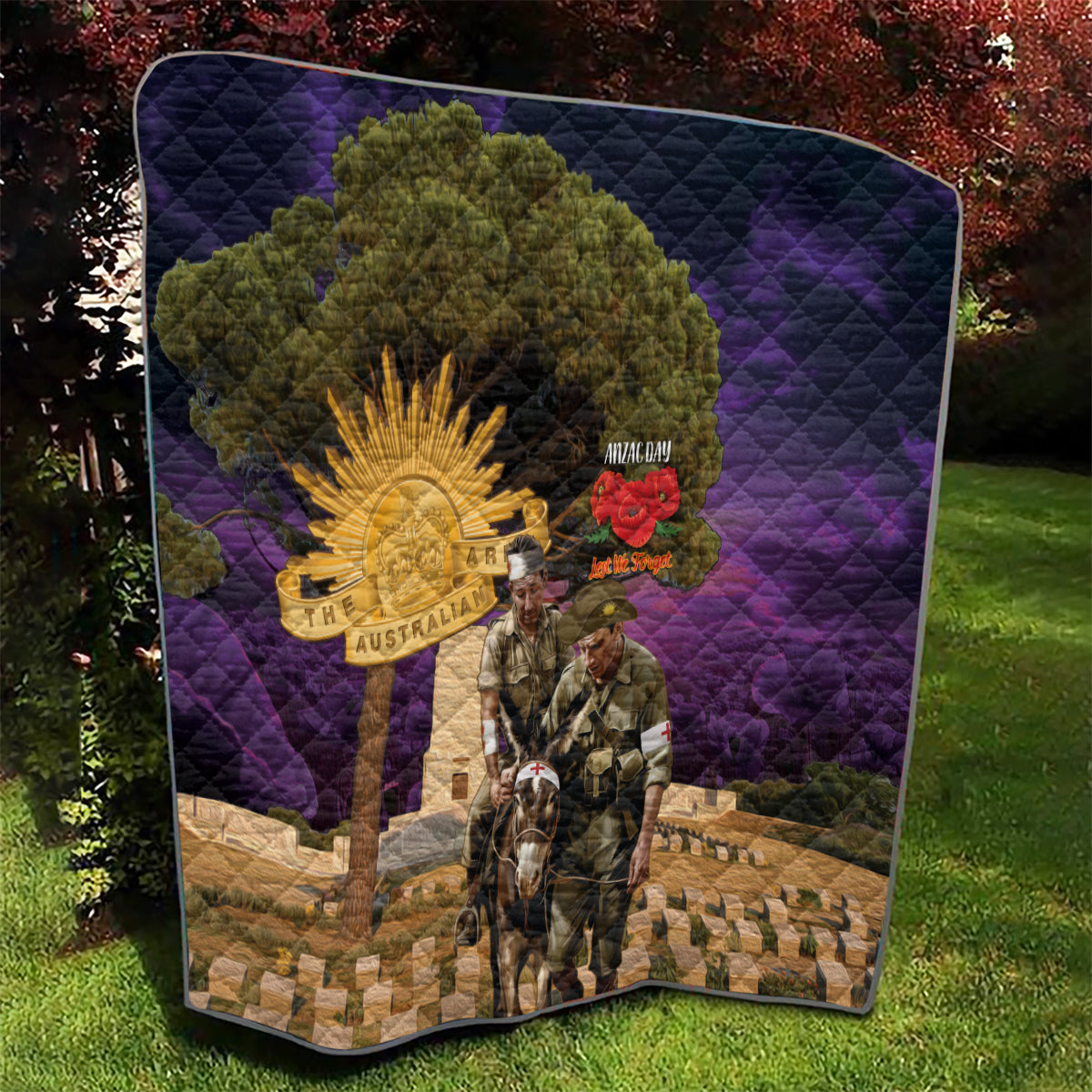 Australia ANZAC Day Quilt Lonesome Pine Australian Army With Donkey