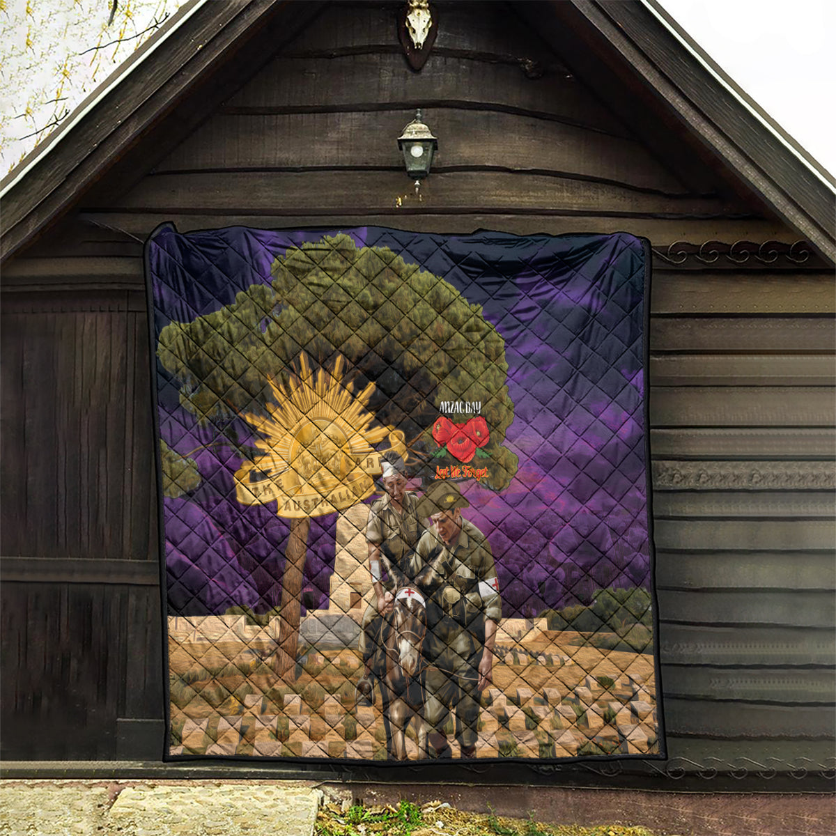 Australia ANZAC Day Quilt Lonesome Pine Australian Army With Donkey