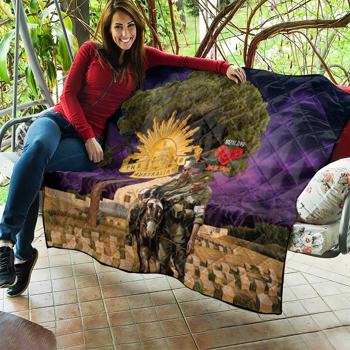 Australia ANZAC Day Quilt Lonesome Pine Australian Army With Donkey