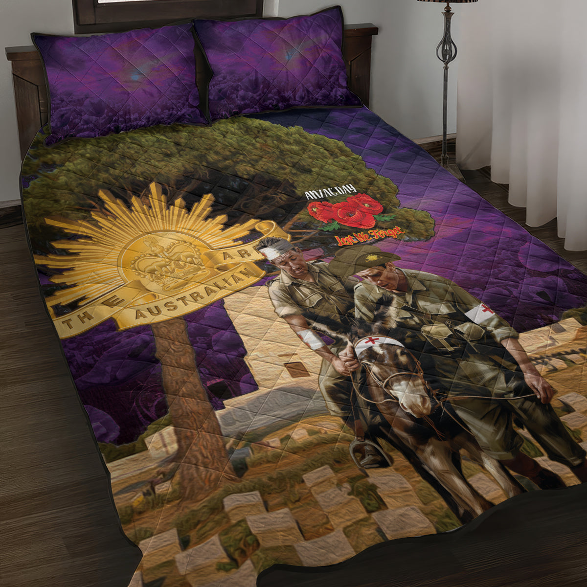 Australia ANZAC Day Quilt Bed Set Lonesome Pine Australian Army With Donkey