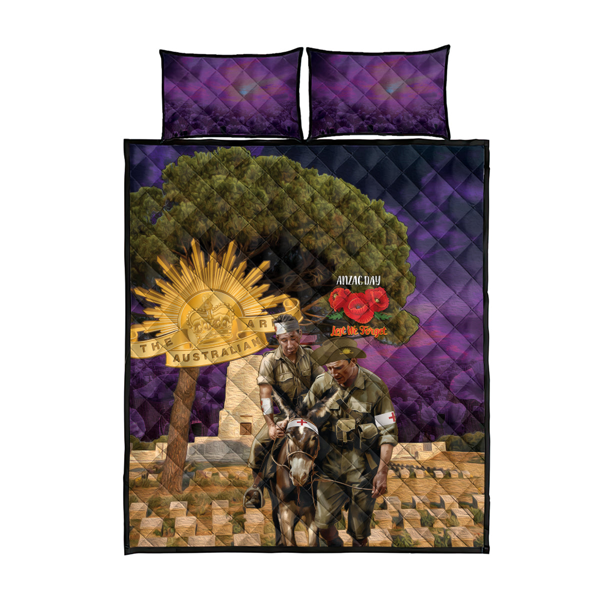 Australia ANZAC Day Quilt Bed Set Lonesome Pine Australian Army With Donkey