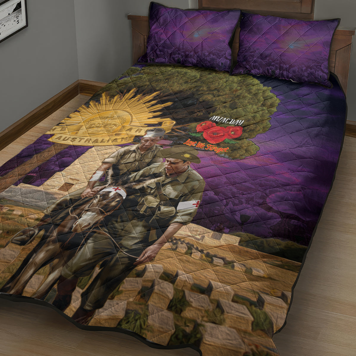 Australia ANZAC Day Quilt Bed Set Lonesome Pine Australian Army With Donkey