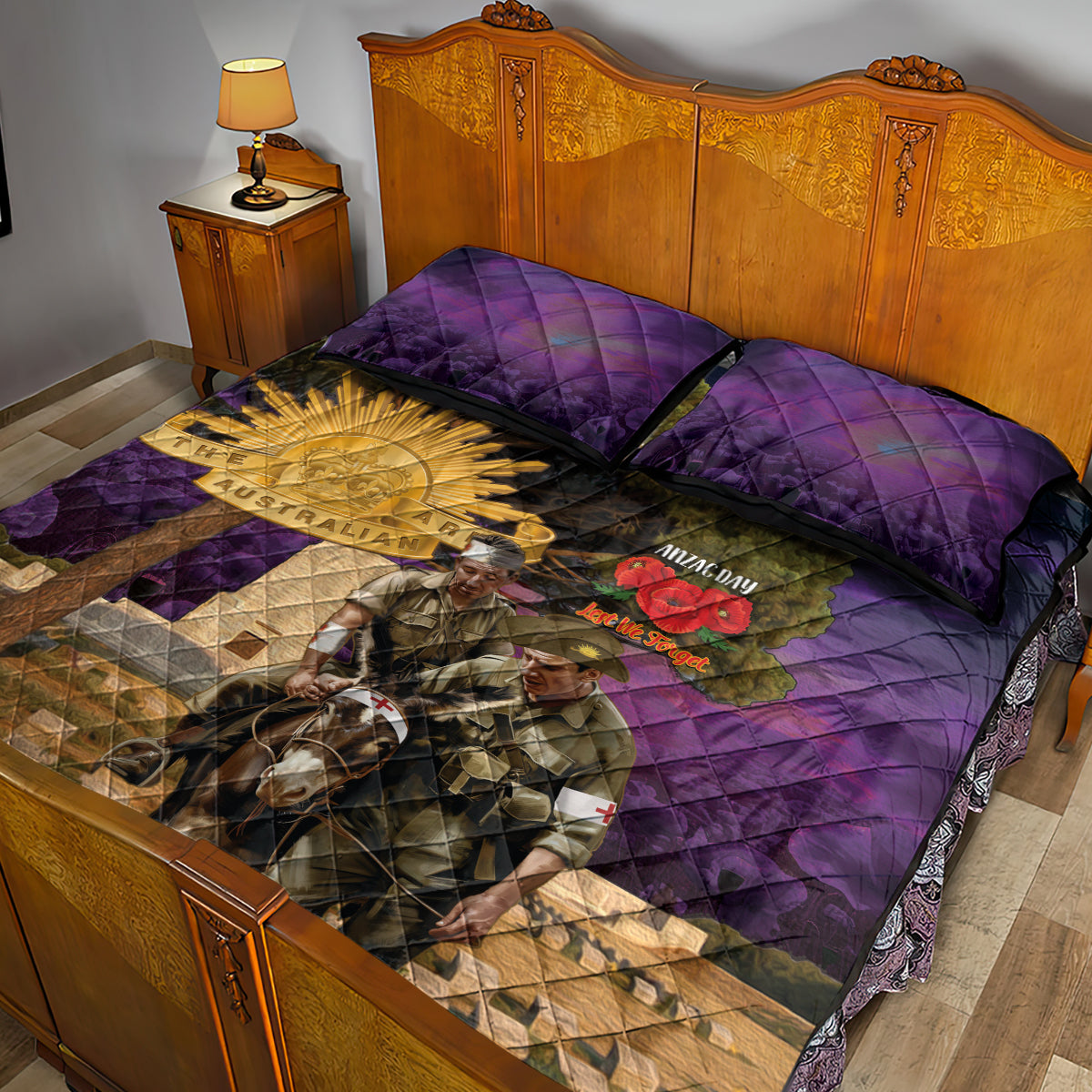Australia ANZAC Day Quilt Bed Set Lonesome Pine Australian Army With Donkey