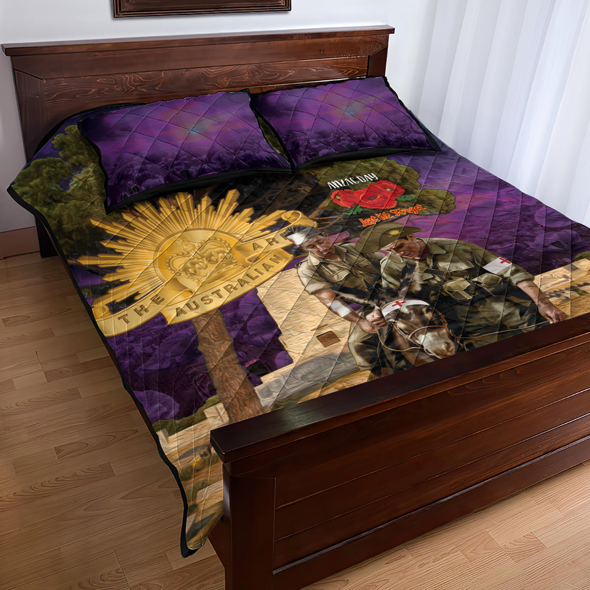 Australia ANZAC Day Quilt Bed Set Lonesome Pine Australian Army With Donkey