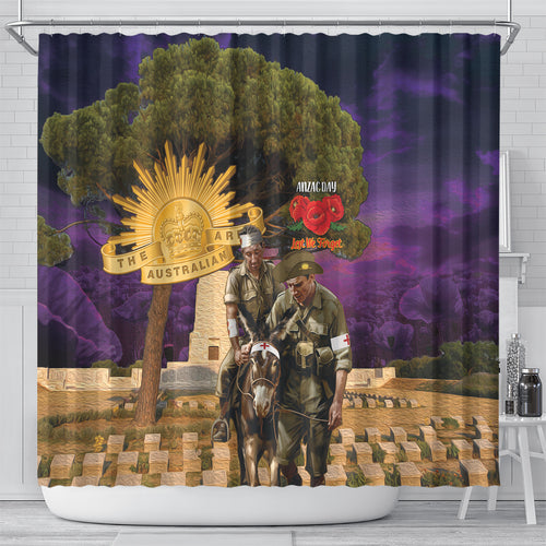 Australia ANZAC Day Shower Curtain Lonesome Pine Australian Army With Donkey