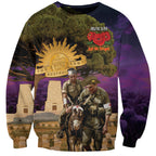 Australia ANZAC Day Sweatshirt Lonesome Pine Australian Army With Donkey