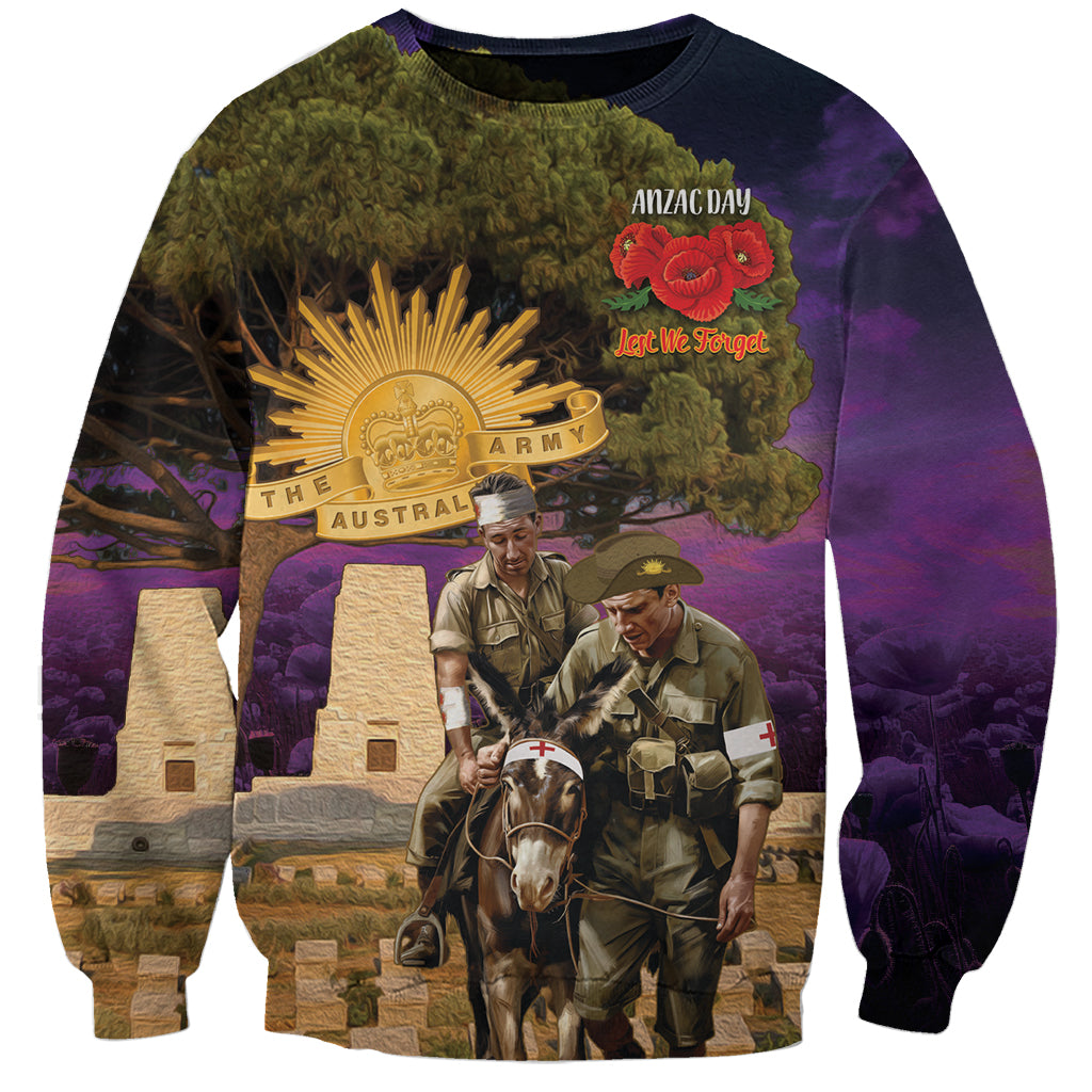 Australia ANZAC Day Sweatshirt Lonesome Pine Australian Army With Donkey