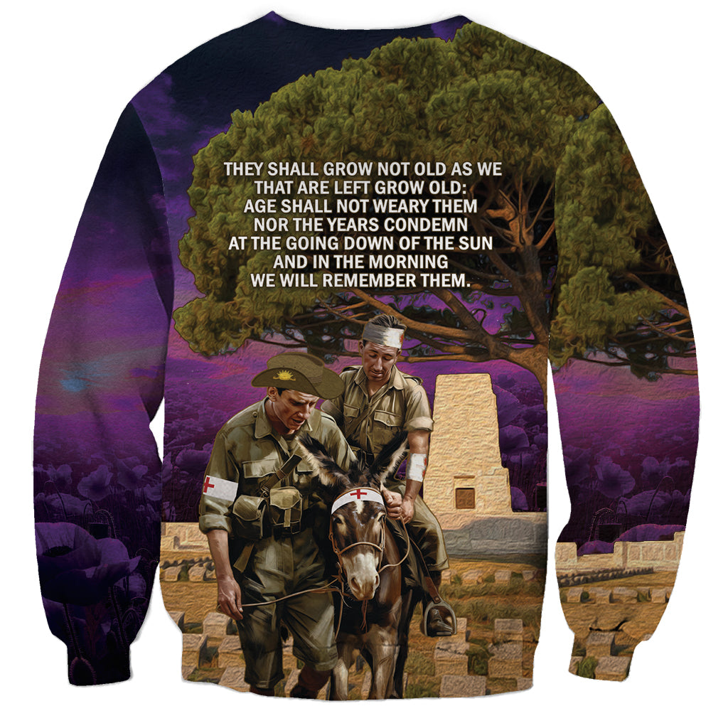 Australia ANZAC Day Sweatshirt Lonesome Pine Australian Army With Donkey