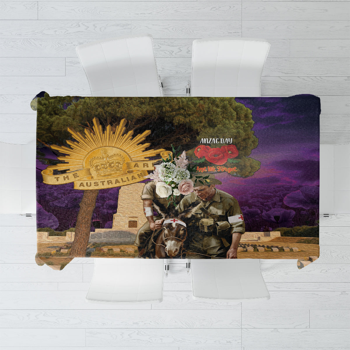 Australia ANZAC Day Tablecloth Lonesome Pine Australian Army With Donkey