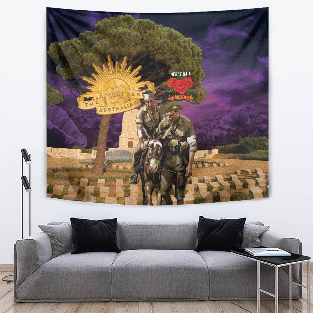 Australia ANZAC Day Tapestry Lonesome Pine Australian Army With Donkey