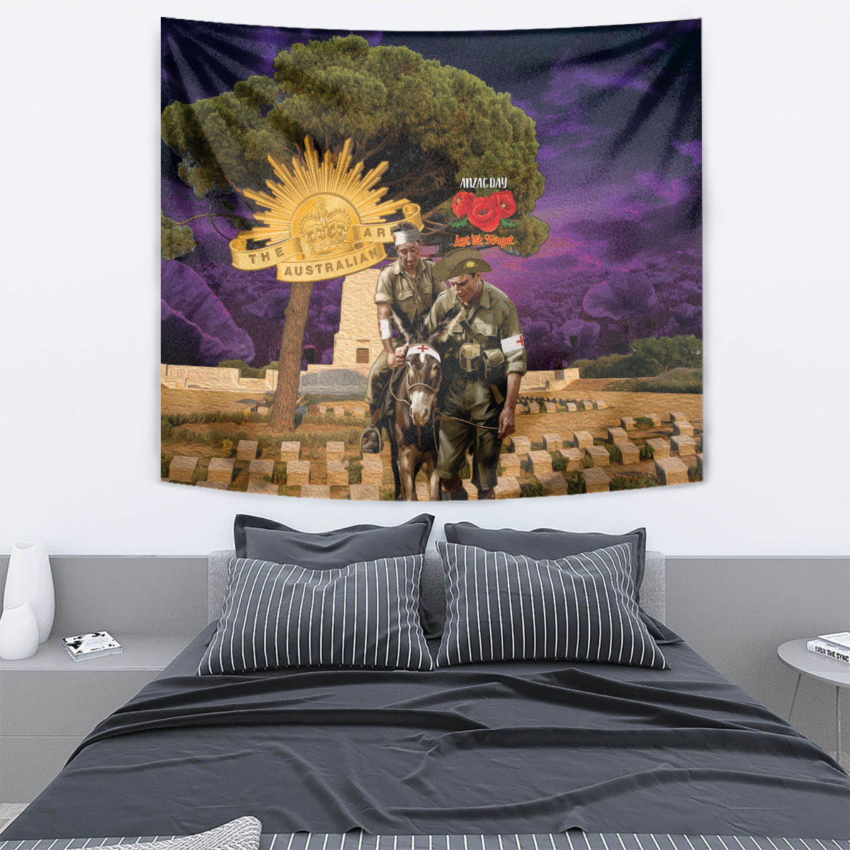 Australia ANZAC Day Tapestry Lonesome Pine Australian Army With Donkey