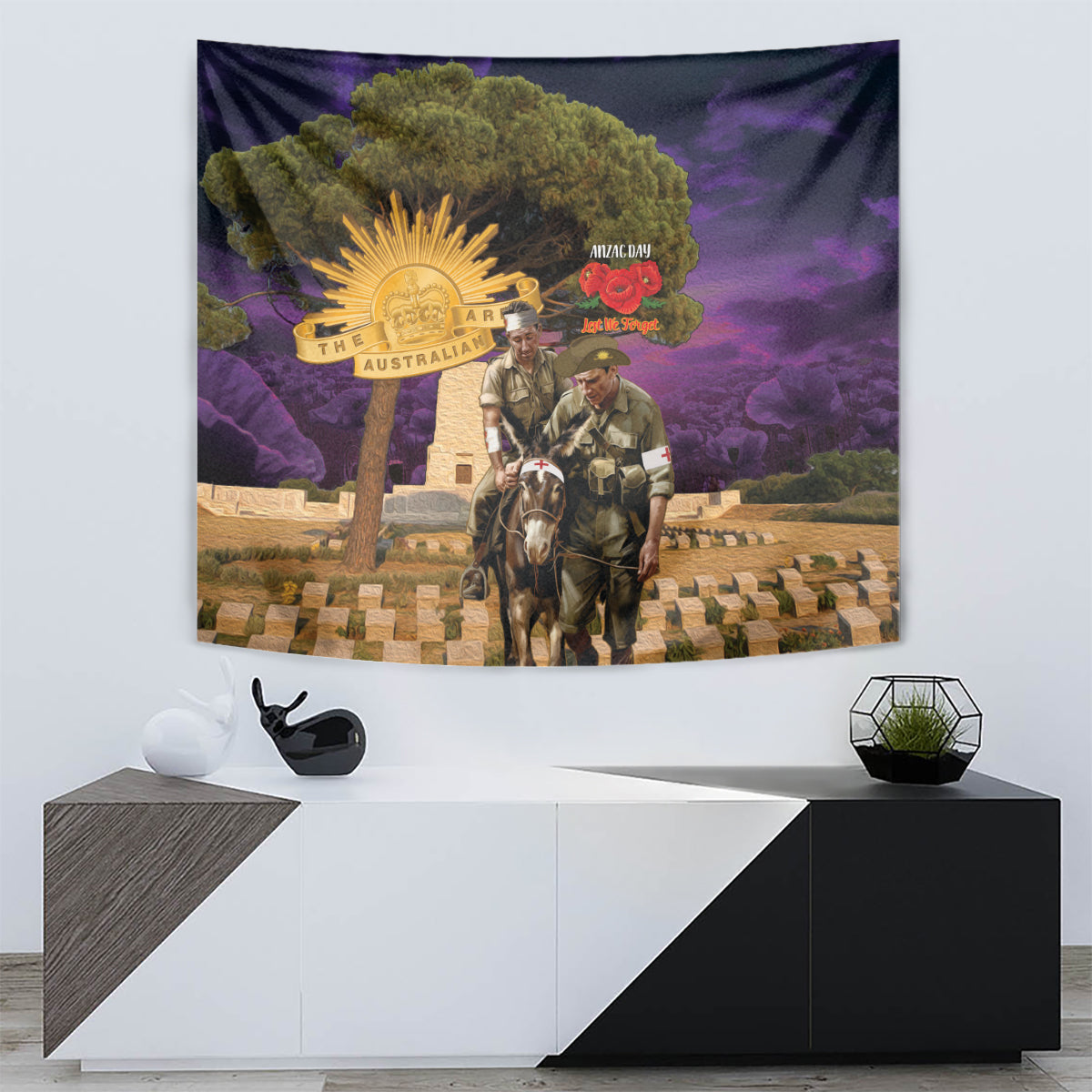 Australia ANZAC Day Tapestry Lonesome Pine Australian Army With Donkey
