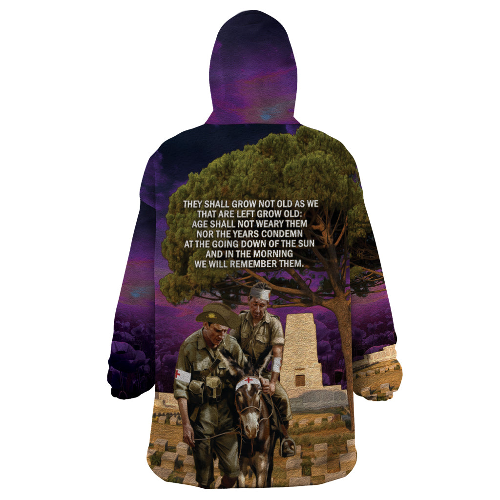 Australia ANZAC Day Wearable Blanket Hoodie Lonesome Pine Australian Army With Donkey